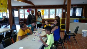 UCP's interns playing games and chatting with some of the campers.